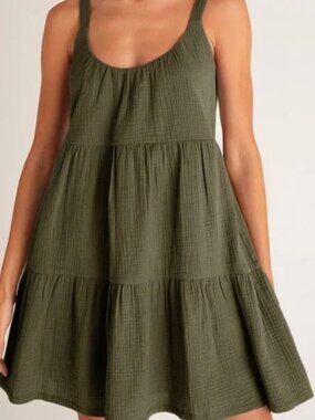 Z Supply Olive Green Danny Gauze Mini Dress